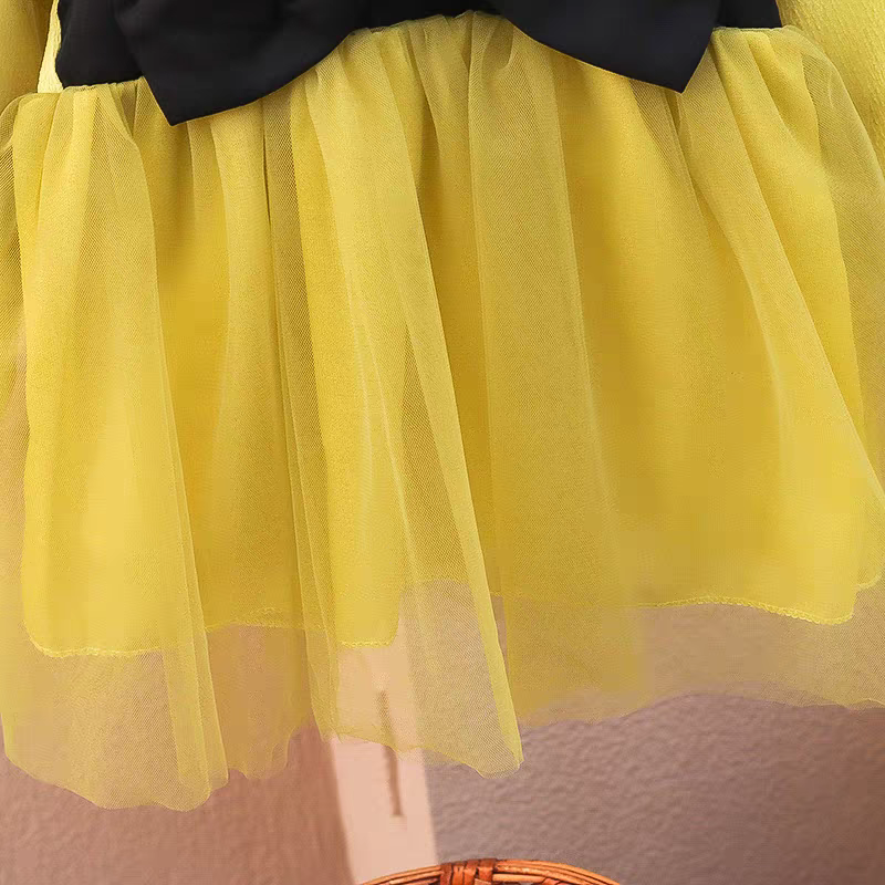 [340356-V1] - Baju Mini Dress Lengan Panjang Import Anak Perempuan Fashion - Motif Plain Ribbon