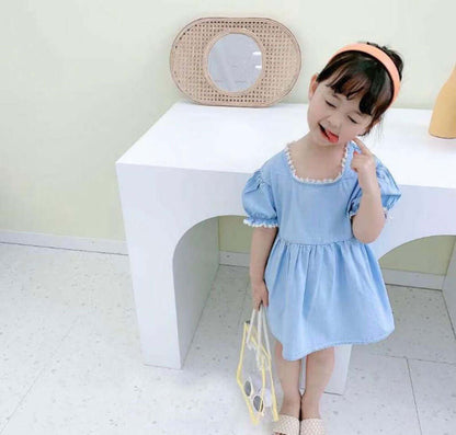 [001175] - Beautiful Dress Fashion Anak Import - Motif Lace Sleeve