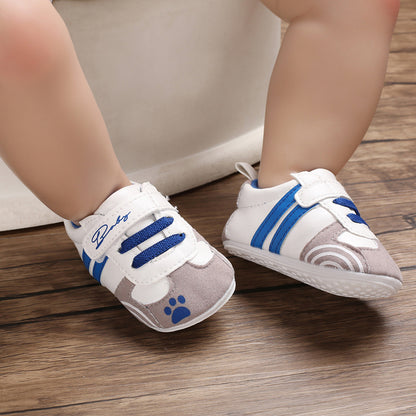 [105261-BLUE] - Sepatu Sneaker Prewalker Bayi Import - Motif Baby Footsteps