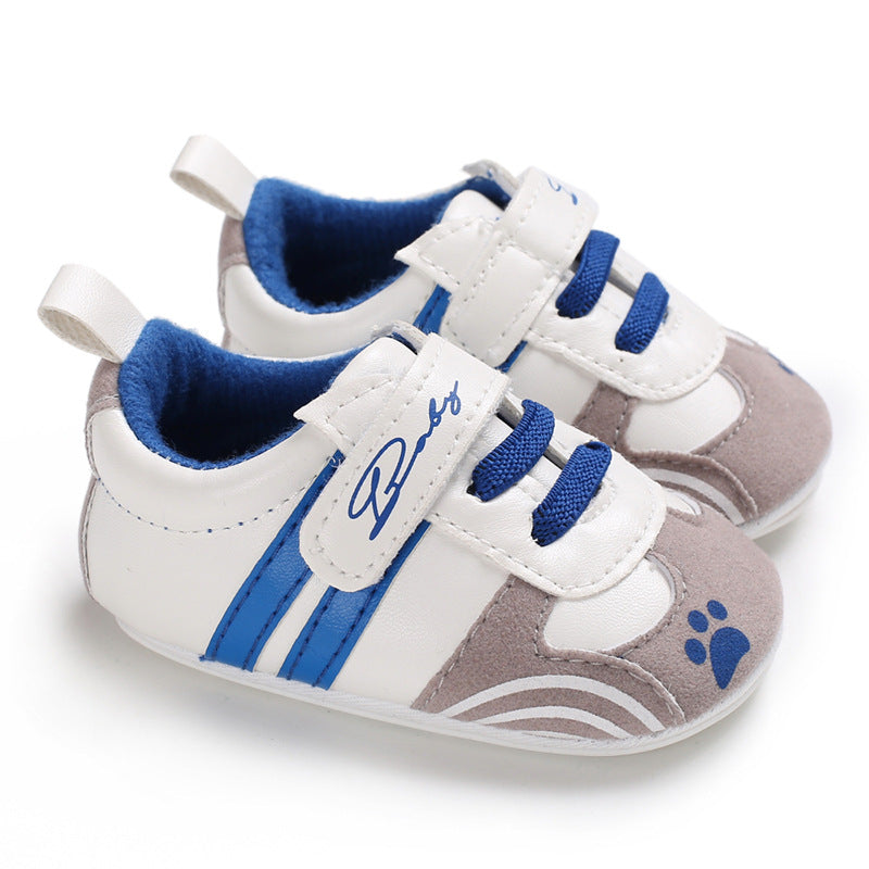 [105261-BLUE] - Sepatu Sneaker Prewalker Bayi Import - Motif Baby Footsteps