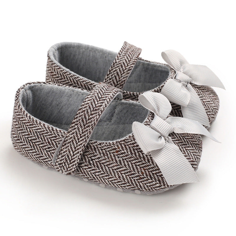 [105279-GRAY] - Sepatu Bayi Flat Prewalker 3D Import - Motif Ribbon Fiber