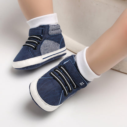 [105278-BLUE] - Sepatu Bayi Sneaker Prewalker Import - Motif Abstract Lines