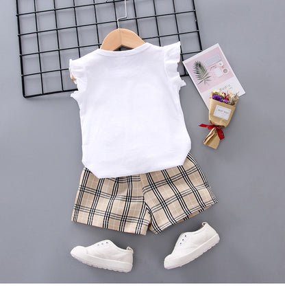 [368246] - Baju Setelan Kutung Trendi Anak Import - Motif Tape Tartan Plaid