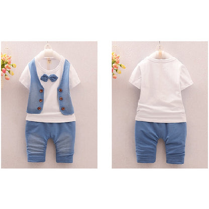[368273] - Setelan Kaos Formal Anak Import - Motif Combined Suit