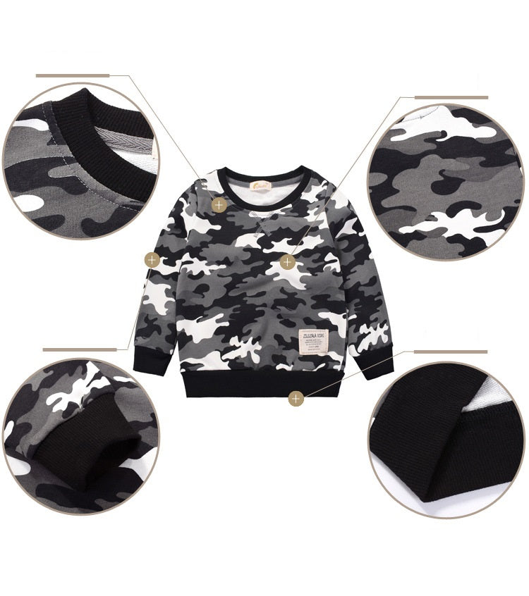[370220] - Atasan Sweater Anak Import - Motif Army Style