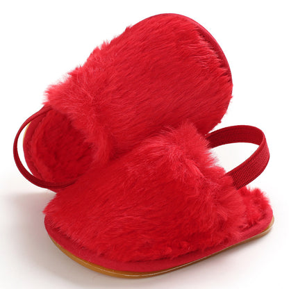 [105283-RED] - Sepatu Sandal Bayi Prewalker Import - Motif Feather Warmers