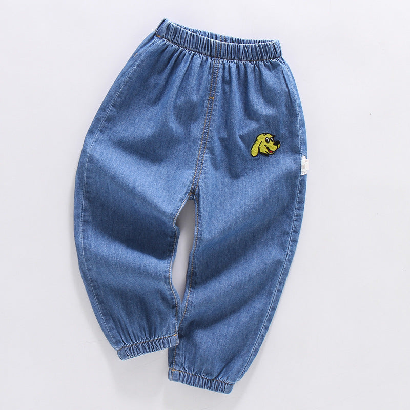 [119232-BLUE DOG] - Celana Panjang Jeans Anak Casual Import - Motif Bordir Dog Head (digabung ke 119235-Denim Rips)