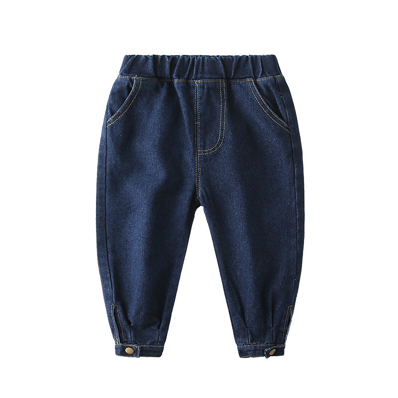 [119239-BLUE] - Celana Jeans  / Celana Anak Import - Motif Denim Buttons