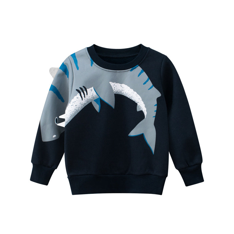 [121339] - Atasan 3D Sweater Lengan Panjang Import Anak Laki-Laki - Motif Ferocious Shark