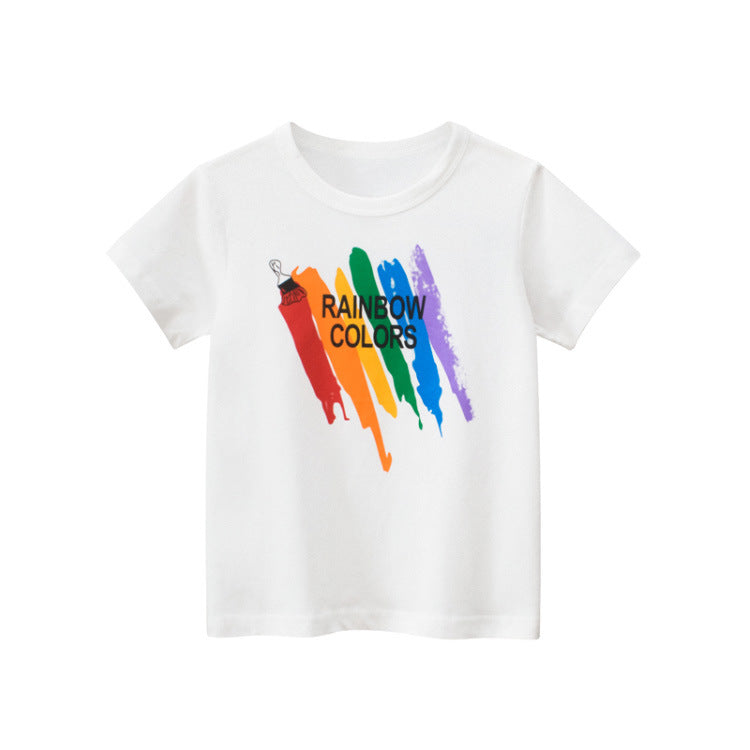 [121342] - Baju Atasan Kaos Lengan Pendek Import Anak Laki-Laki - Motif Rainbow Colors