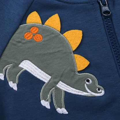 [370197-GRAY] - Atasan Jaket Trendi Anak Import - Motif Friendly Stegosaurus