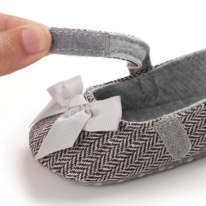 [105279-GRAY] - Sepatu Bayi Flat Prewalker 3D Import - Motif Ribbon Fiber