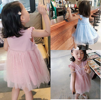 [507153-PINK] - Dress Fashion Anak Perempuan Import - Motif Tutu Beads