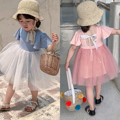 [507159-PINK] - Dress Fashion Anak Perempuan Import - Motif Back Strap
