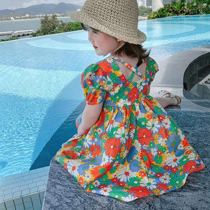 [507154] - Dress Fashion Anak Perempuan Import - Motif Cheerful Flowers
