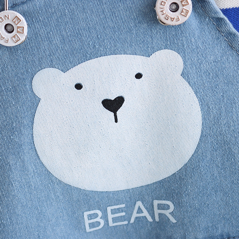 [368211] - Baju Setelan Overall Trendi Anak Import - Motif Bear Line Style