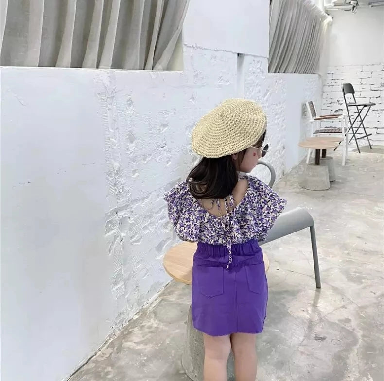 [363385] - Setelan Blouse Fashion Anak Perempuan Import - Motif Flower Rope