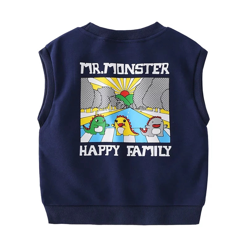 [513236] - Atasan Anak Sweater Kutung Import - Motif Monster Family