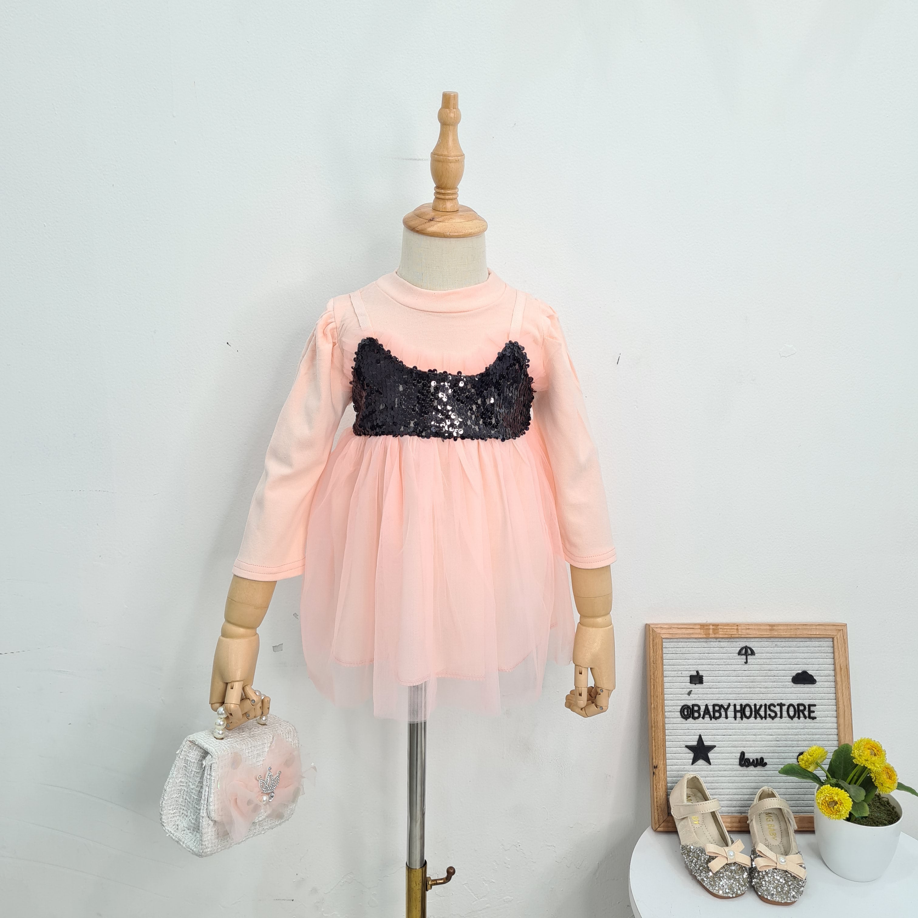 [001388] - Dress Gaun Tutu Lengan Panjang Anak Perempuan - Motif Night Crowd