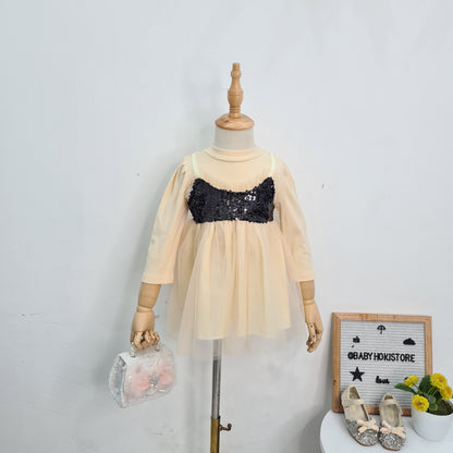 [001388] - Dress Gaun Tutu Lengan Panjang Anak Perempuan - Motif Night Crowd