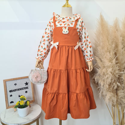 [001476] - Dress Gamis Bunga Import Anak Perempuan - Motif Stalk Flower