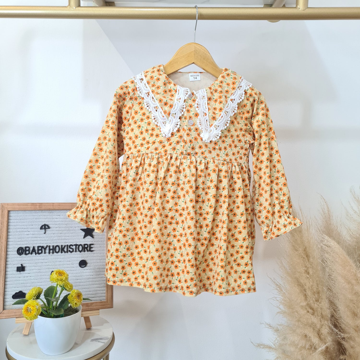 [001467] - Dress Renda Lengan Panjang Import Anak Perempuan - Motif Many Patterns