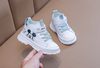 [343152-WHITE GREEN] - Sepatu Anak Trendi / Sepatu Boots Import - Motif Mickey Mouse
