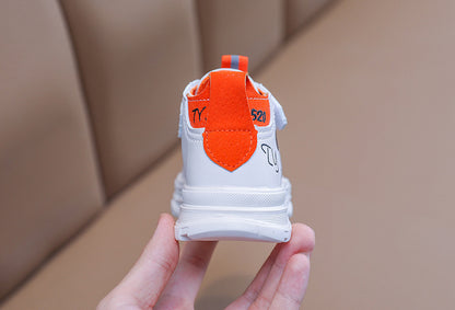 [343152-WHITE ORANGE] - Sepatu Anak Trendi / Sepatu Boots Import - Motif Mickey Mouse