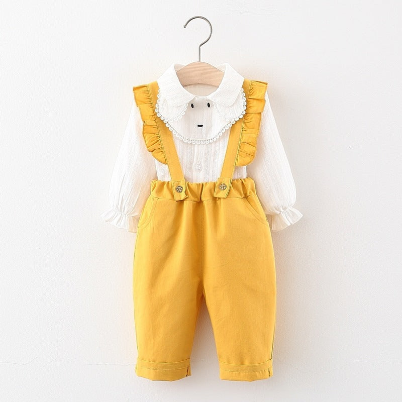 [340284] - Setelan Blouse Celana Overall Import Anak Perempuan - Motif Lace Rope