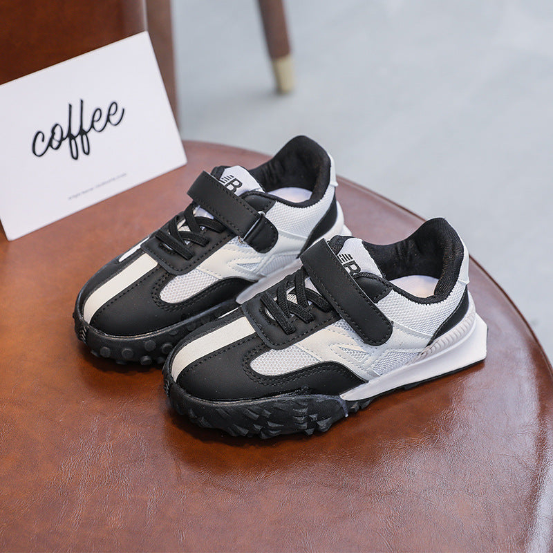 [343327] - Sepatu Kets Sneakers Perekat Import Anak Cowok - Motif Plain Line