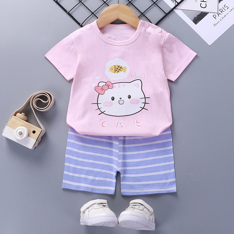 [351230] - Setelan Homewear Pendek Anak Import - Motif Hello Kitty