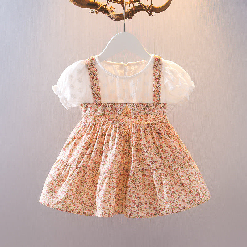 [352327] - Dress Mini Import Lengan Pendek Anak Perempuan - Motif Flower Fields