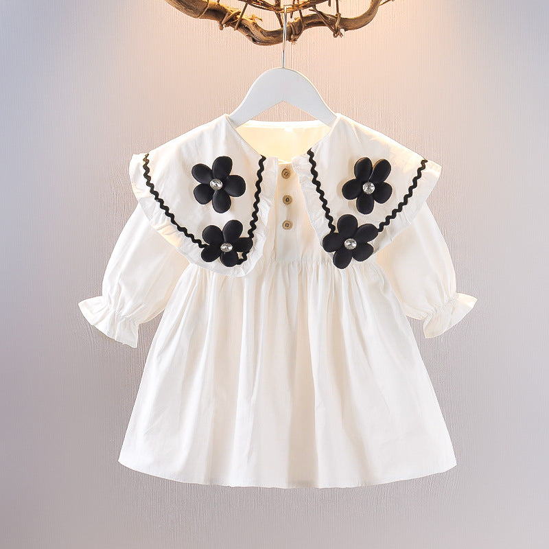 [352340] - Mini Dress Import Lengan Panjang Anak Perempuan - Motif Zigzag Flower