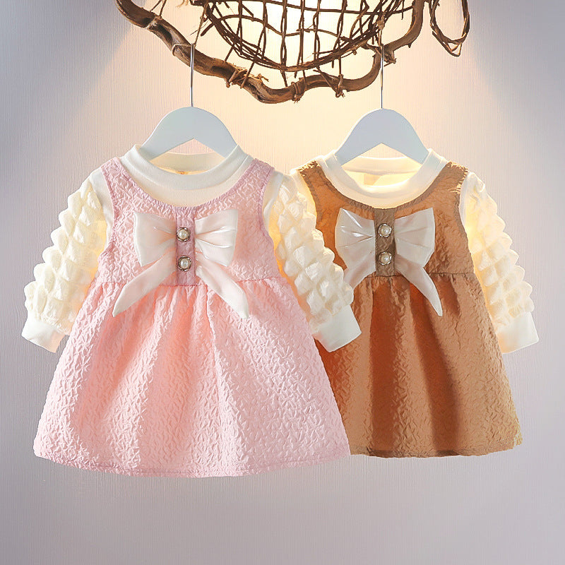 [352342] - Mini Dress Korea Lengan Balon Import Anak Perempuan - Motif Bloom Pattern