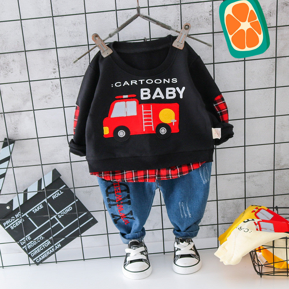 [368214-BLACK] - Setelan Keren Sweater Anak Import - Motif Cartoons Baby