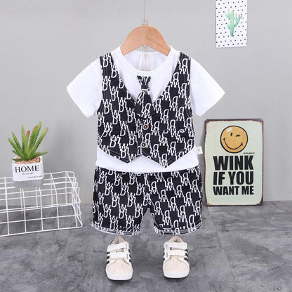 [368334] - Setelan Kaos Formal Fashion Anak Import  - Motif Outer Vest