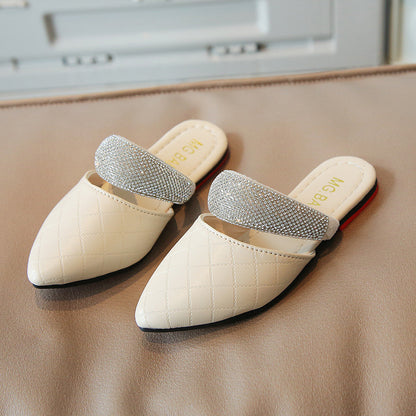 [381222] - Sepatu Sandal Flat Slip On Pesta Import Anak Perempuan - Motif Diamond Net