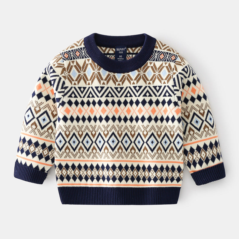 [383161] - Atasan Sweater Crewneck Import Anak Laki-Laki - Motif Like Diamonds