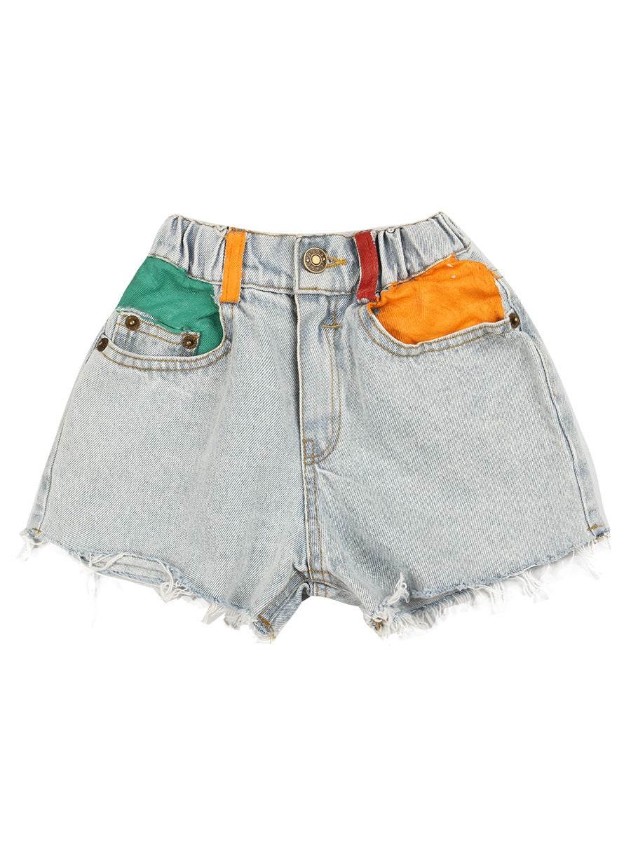 [507311] - Celana Pendek Fashion Anak Perempuan Import - Motif Denim Jeans