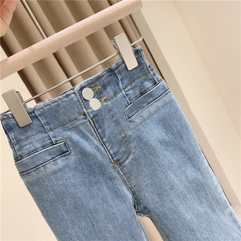 [507611] - Bawahan Celana Panjang Jeans Anak Perempuan Fashion Import - Motif Double Button