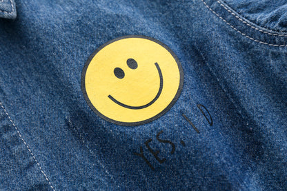 [513493] - Baju Atasan Import Kemeja Anak - Motif Smile Pouch