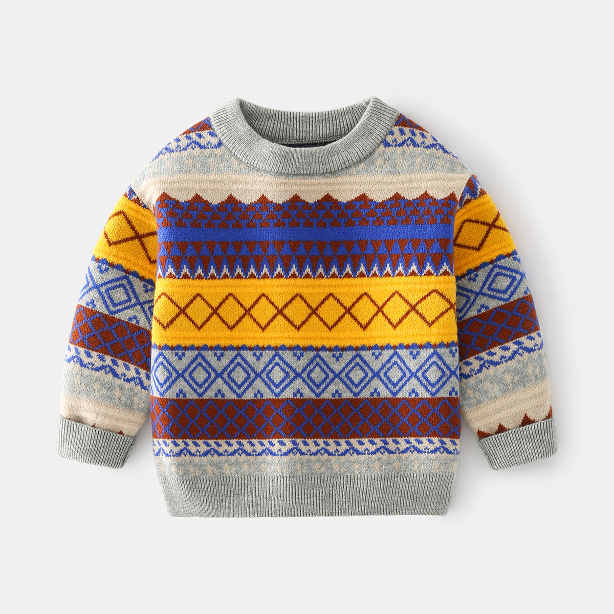 [513588] - Atasan Sweater Rajut Lengan Panjang Anak Cowok Cewek - Motif Pattern Abstract