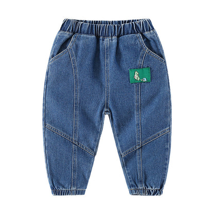 [513607] - Bawahan Celana Panjang Jeans Import Anak Cowok - Motif Small Dino