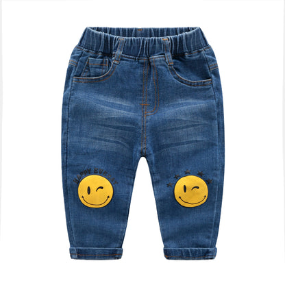 [513623] - Bawahan Celana Panjang Jeans Import Anak Cowok - Motif Happy Wink