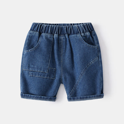[513645] - Bawahan Celana Pendek Jeans Polos Import Anak Laki-Laki - Motif Plain Strip