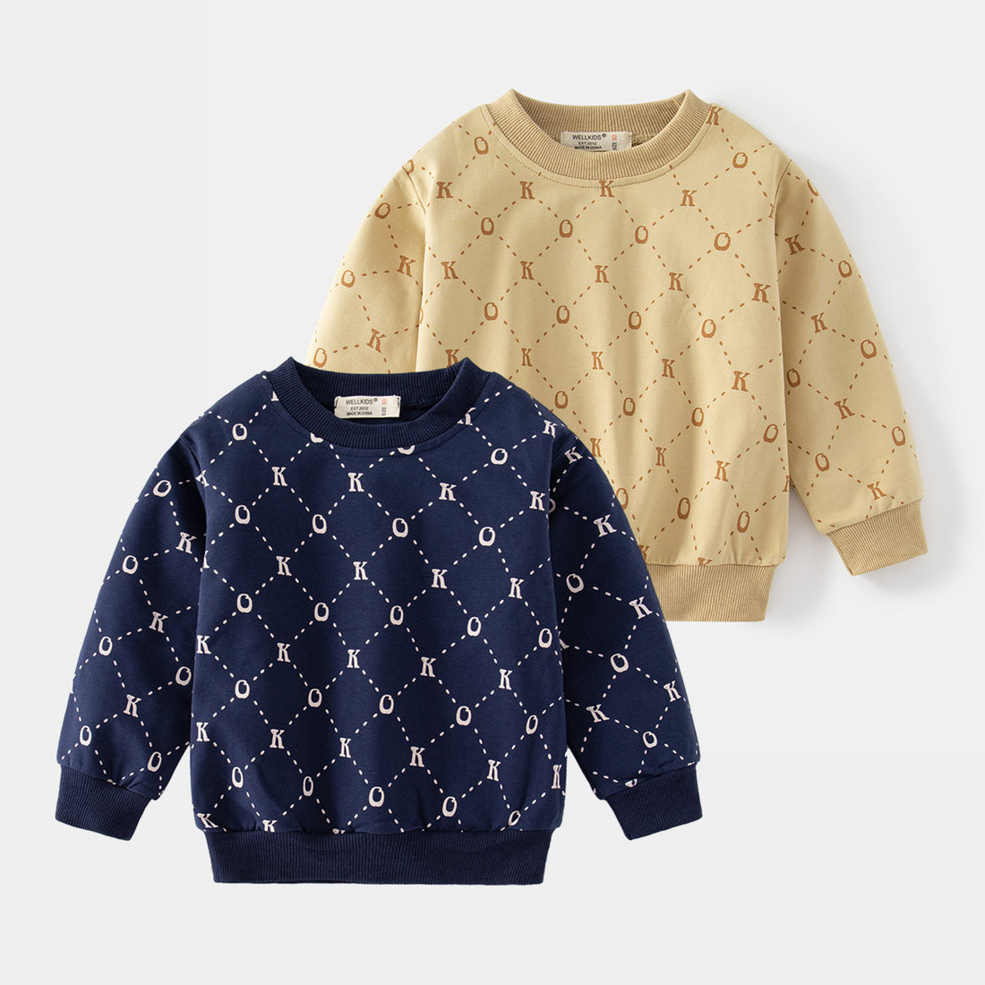 [513654] - Atasan Sweater Crewneck Lengan Panjang Import Anak Laki-Laki - Motif Dotted Line