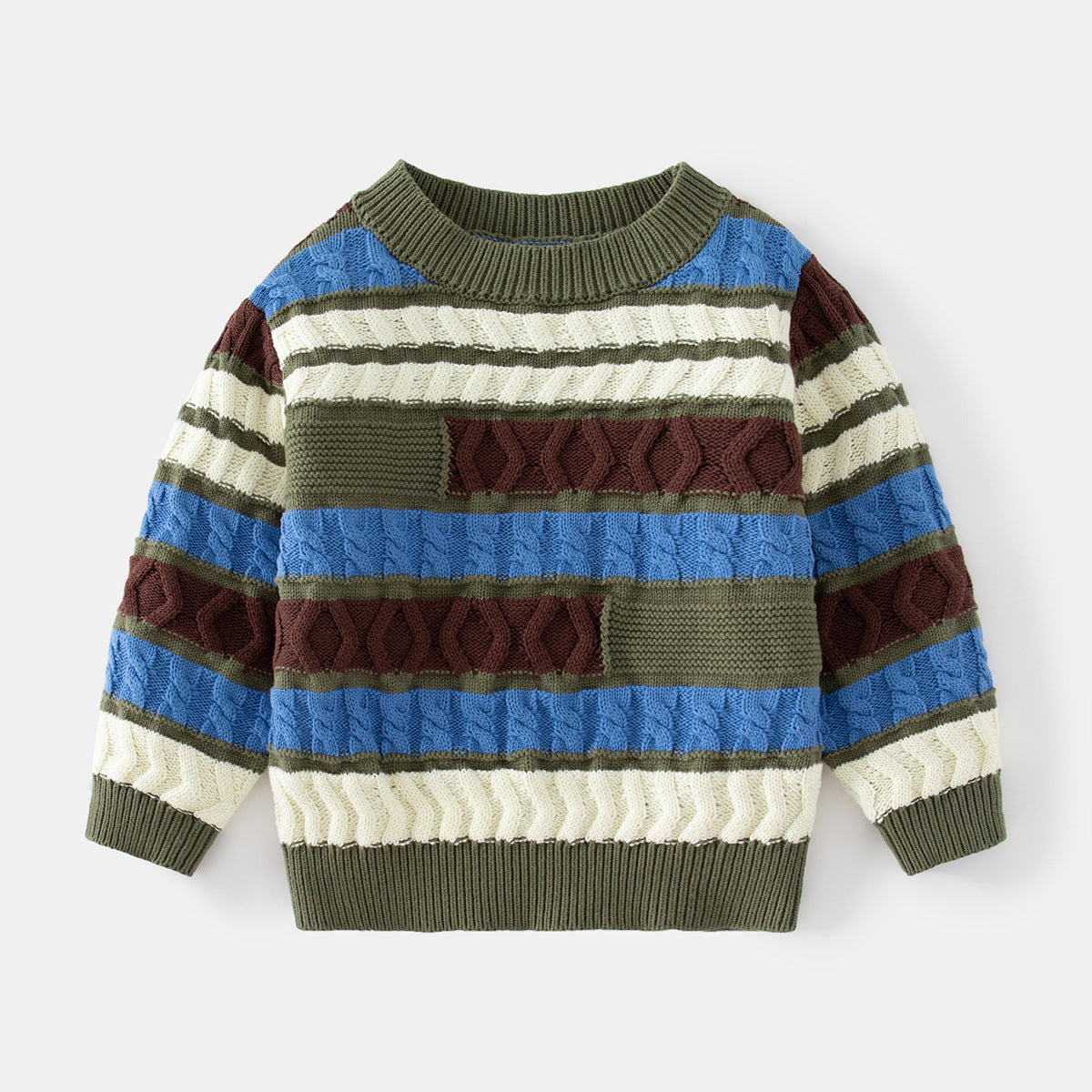 [513697] - Atasan Sweater Rajut Lengan Panjang Import Anak Laki-Laki - Motif Regular Stripe