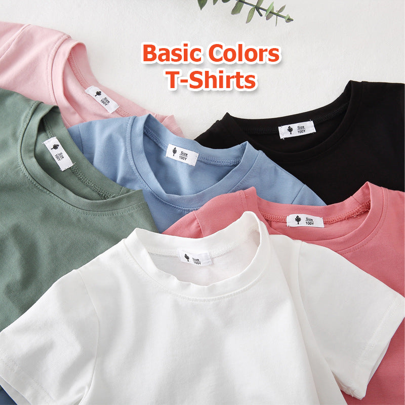 [602101-Small Size Basic Colors] - Atasan Kaos Polos Import Anak Perempuan - Motif Plain Soft