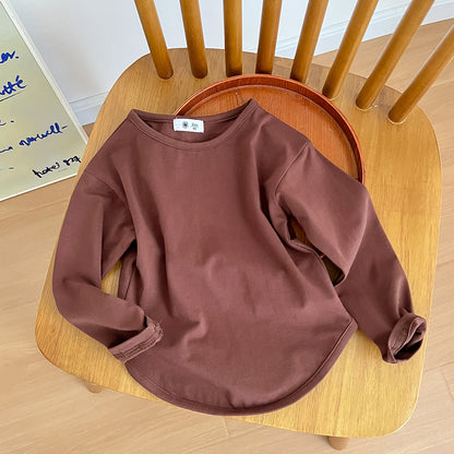 [602111] - Atasan Kaos Polos Lengan Panjang Import Anak Perempuan - Motif Plain Soft
