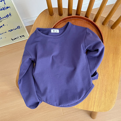 [602111] - Atasan Kaos Polos Lengan Panjang Import Anak Perempuan - Motif Plain Soft